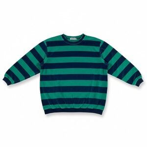Westbound Sweatshirt Men's Size Small Green Navy Striped Crew Neck Pullover